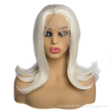 613 Blonde Short Bob premium synthetic wig Glueless Straight Middle Part Hair Wigs Synthetic lace front wig fiber hair